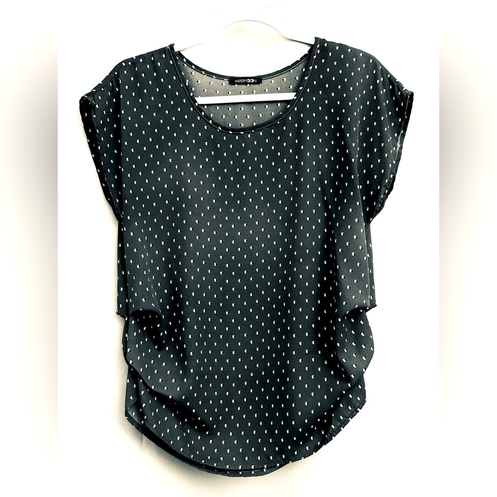 Mango Black Boxy Cap Sleeve Blouse